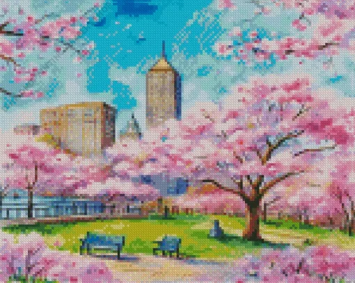 Boston Cherry Blossom Art Diamond Painting