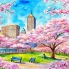 Boston Cherry Blossom Art Diamond Painting