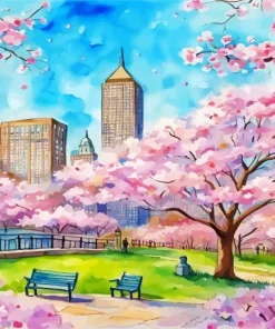 Boston Cherry Blossom Art Diamond Painting