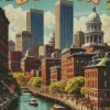 Boston City Vintage Poster Diamond Painting