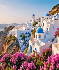 Bougainvillea Santorini Greece Diamond Painting