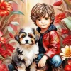 Boy And Dog Diamond Painting