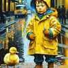 Boy And Duck Diamond Painting