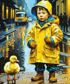 Boy And Duck Diamond Painting
