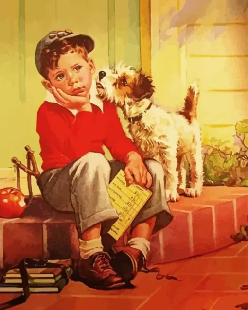 Boy And His Dog Diamond Painting