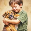 Boy Hugging Dog Diamond Painting