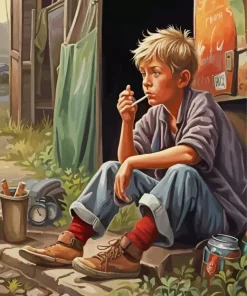 Boy Smoking Diamond Painting