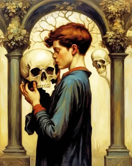 Boy With A Skull Diamond Painting