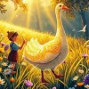 Boy With Giant Goose Diamond Painting
