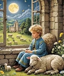 Boy With Sheep Diamond Painting
