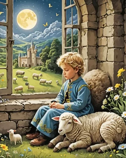 Boy With Sheep Diamond Painting