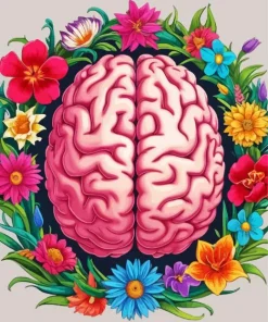 Brain With Flowers Diamond Painting