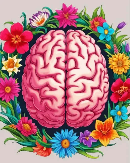 Brain With Flowers Diamond Painting