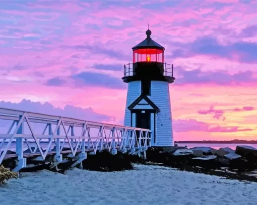 Brant Point Light At Sunset Diamond Painting