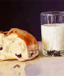 Bread And Milk Art Diamond Painting