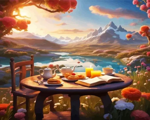 Breakfast In Mountains Diamond Painting