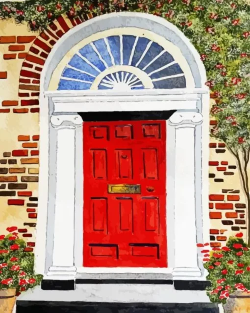 Brick Red Door Diamond Painting