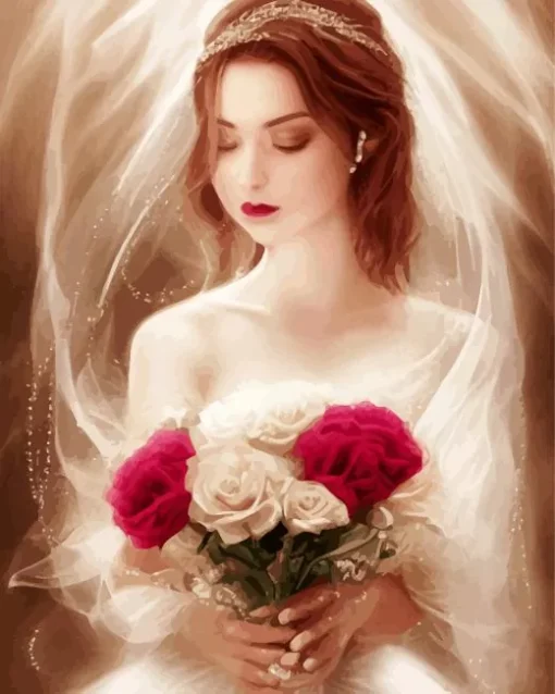 Bride Holding Flowers Diamond Painting