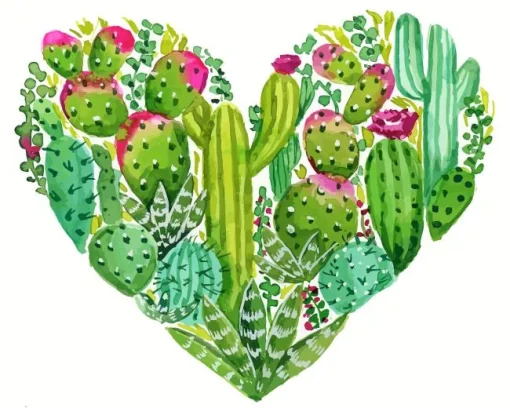 Cactus Heart Diamond Painting