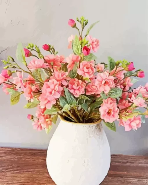 Camellias Bouquet Vase Diamond Painting