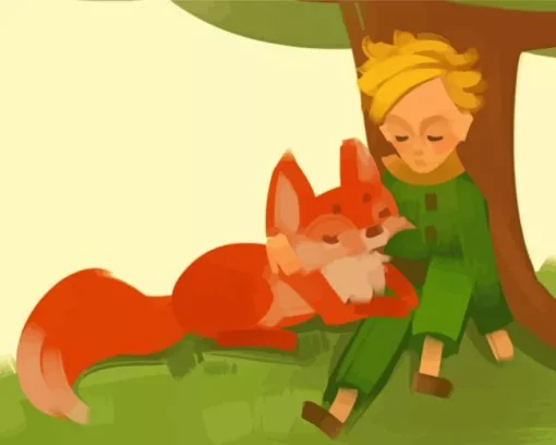 Cartoon Boy And Fox Diamond Painting