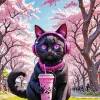 Cat Drinking Boba Tea Diamond Painting