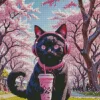 Cat Drinking Boba Tea Diamond Painting