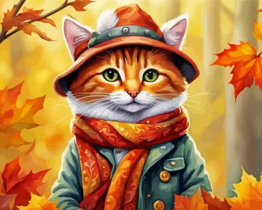 Cat Fall Diamond Painting