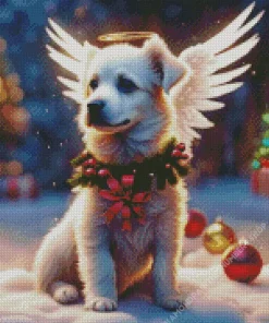 Christmas Dog Angel Diamond Painting
