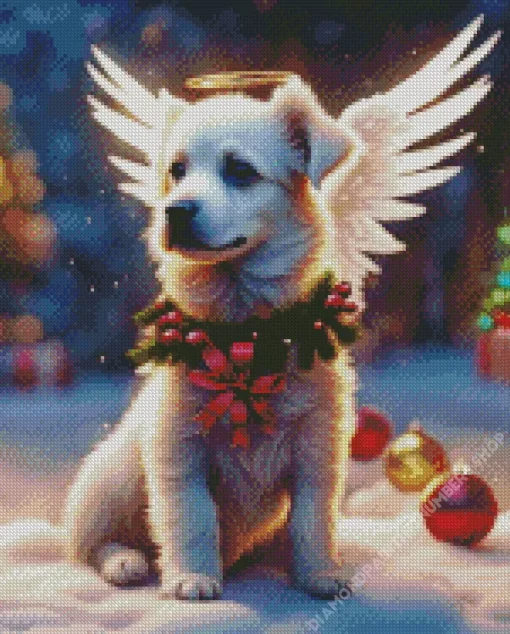 Christmas Dog Angel Diamond Painting