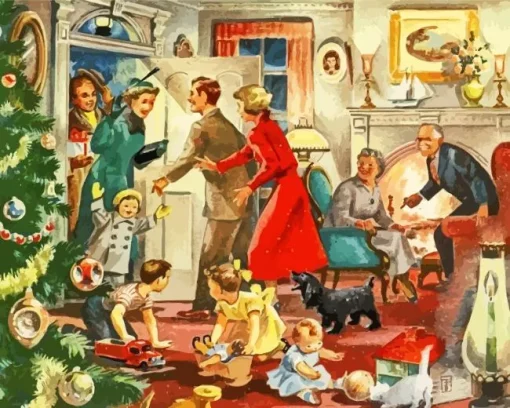 Christmas Family Dinner Diamond Painting