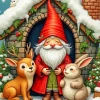 Christmas Gnome And Animals Diamond Painting