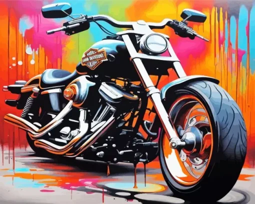 Colorful Harley Davidson Art Diamond Painting