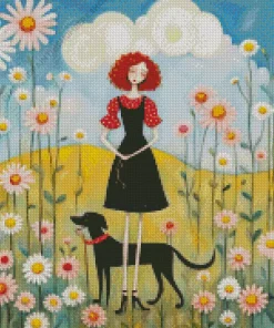 Cool Dog Folk Art Diamond Painting