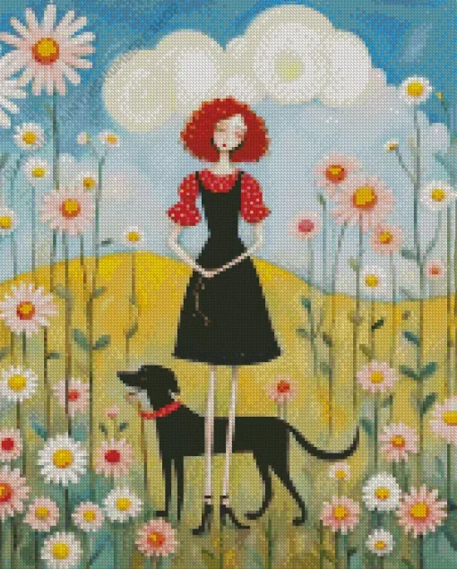Cool Dog Folk Art Diamond Painting