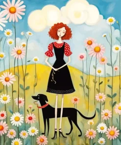 Cool Dog Folk Art Diamond Painting