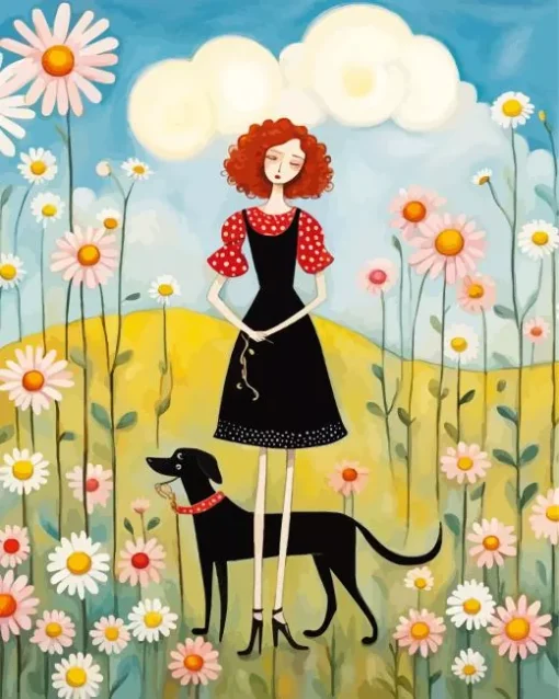 Cool Dog Folk Art Diamond Painting