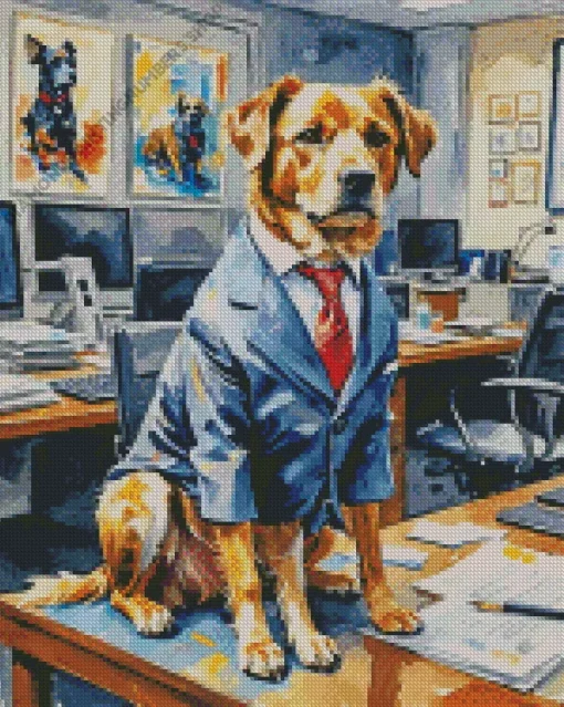 Cool Dog In A Suit Diamond Painting