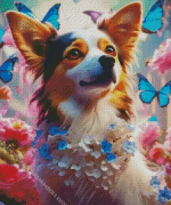 Cute Dog And Butterfly Diamond Painting