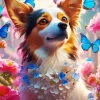 Cute Dog And Butterfly Diamond Painting