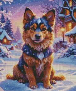 Cute Dog In Snow Diamond Painting