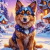 Cute Dog In Snow Diamond Painting