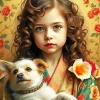 Cute Dog With Girl Art Diamond Painting