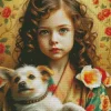 Cute Dog With Girl Art Diamond Painting