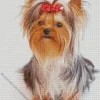 Cute Dog With Red Bow Diamond Painting