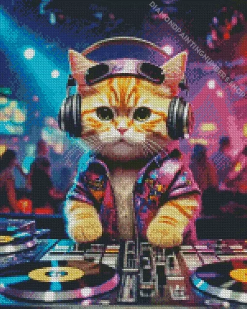 Dj Cat Diamond Painting