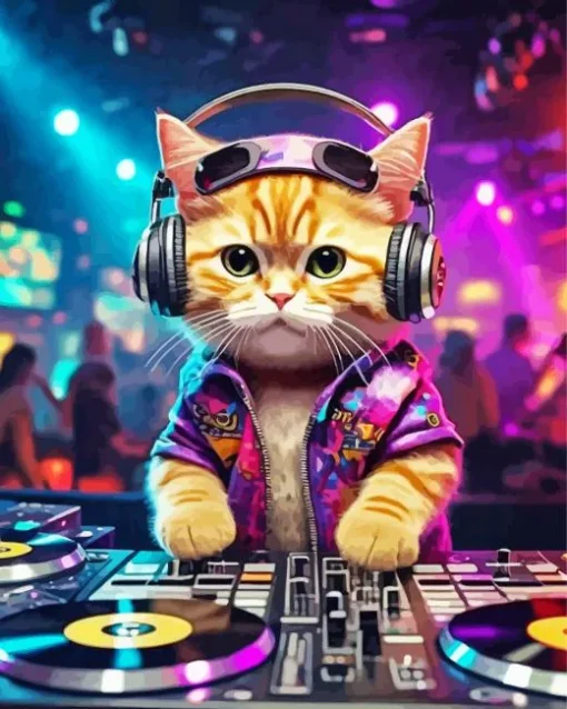 Dj Cat Diamond Painting