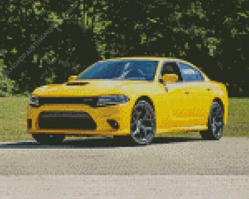 Dodge Charger Yellow Art Diamond Painting