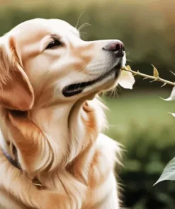 Dog Holding A Rose Diamond Painting