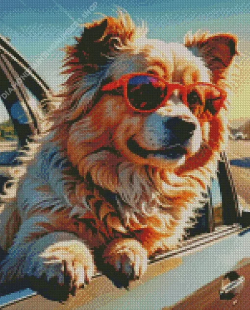 Dog Looking Out Of Window Diamond Painting